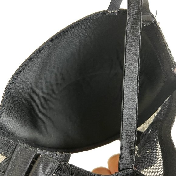 SMART & SEXY Black Lace Mesh Lined Push Up Bra Size 36D - Picture 9 of 10